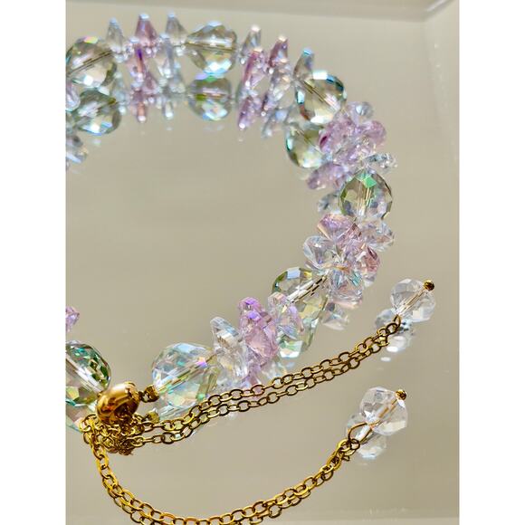 Swarovski Beaded Bracelet Green & Pink - Picture 2 of 8